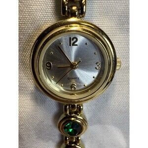 New Gold Watch With Green Jewels